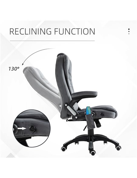 Vinsetto Massage Recliner Chair Heated Office Chair with Six Massage Points Velvet-Feel Fabric 360���� Swivel Wheels Grey - pic 8491 | FastDaddyshop