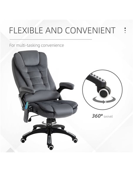 Vinsetto Massage Recliner Chair Heated Office Chair with Six Massage Points Velvet-Feel Fabric 360���� Swivel Wheels Grey - pic 8493 | FastDaddyshop