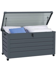 Outsunny 331 Litre Garden Storage Box, Waterproof Outdoor Storage Box with Wheels and Handles, Lockable Galvanised Steel Outside