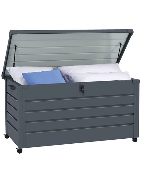 Outsunny 331 Litre Garden Storage Box, Waterproof Outdoor Storage Box with Wheels and Handles, Lockable Galvanised Steel Outside - pic 84935 | FastDaddyshop