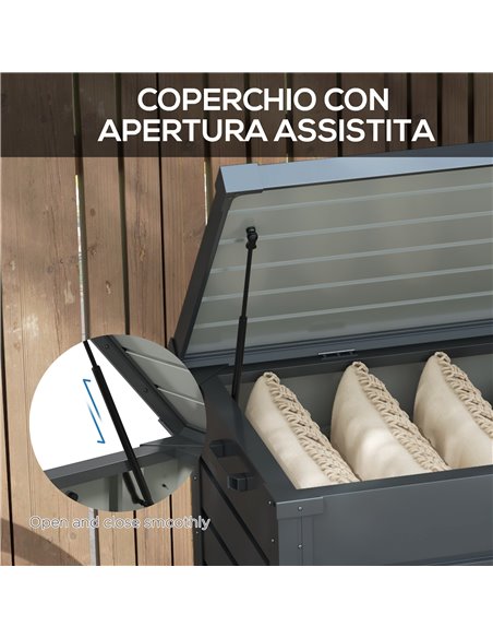 Outsunny 331 Litre Garden Storage Box, Waterproof Outdoor Storage Box with Wheels and Handles, Lockable Galvanised Steel Outside - pic 84940 | FastDaddyshop