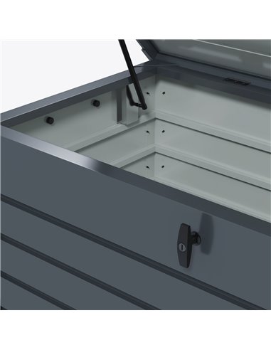 Outsunny 331 Litre Garden Storage Box, Waterproof Outdoor Storage Box with Wheels and Handles, Lockable Galvanised Steel Outside