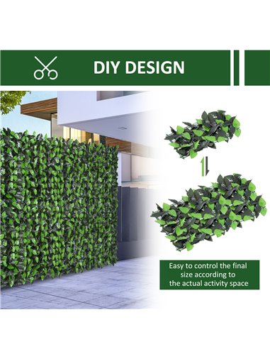 Outsunny Artificial Leaf Hedge Screen Privacy Fence Panel for Garden Outdoor Indoor Decor 3M x 1M Light Green and Dark Green 844