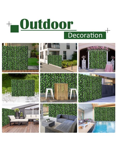 Outsunny Artificial Leaf Hedge Screen Privacy Fence Panel for Garden Outdoor Indoor Decor 3M x 1M Light Green and Dark Green 844 - pic 84950 | FastDaddyshop