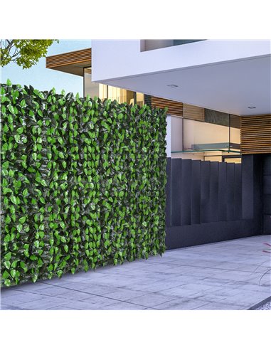 Outsunny Artificial Leaf Hedge Screen Privacy Fence Panel for Garden Outdoor Indoor Decor 3M x 1M Light Green and Dark Green 844