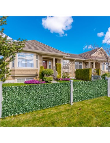 Outsunny 2-Piece Artificial Leaf Hedge Screen Privacy Fence Panel for Garden Outdoor Indoor Decor, Dark Green, 3M x 1M 844-P016