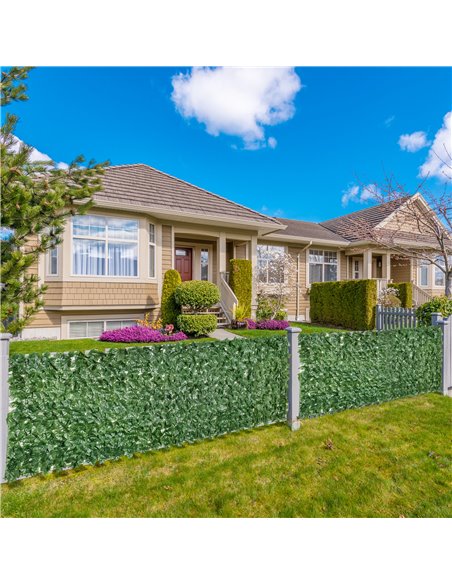 Outsunny 2-Piece Artificial Leaf Hedge Screen Privacy Fence Panel for Garden Outdoor Indoor Decor, Dark Green, 3M x 1M 844-P016 - pic 84963 | FastDaddyshop