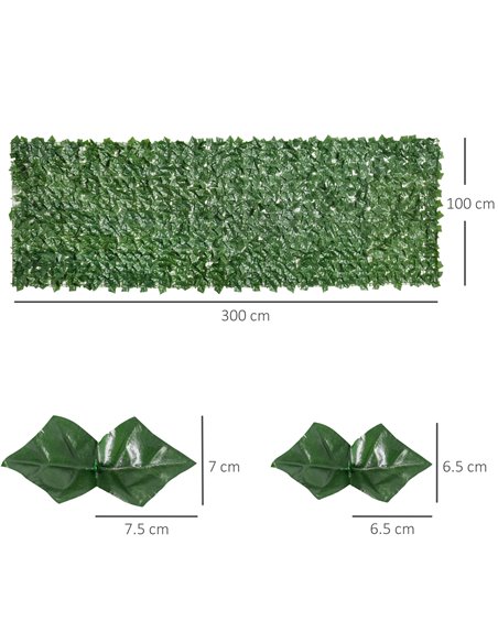 Outsunny 2-Piece Artificial Leaf Hedge Screen Privacy Fence Panel for Garden Outdoor Indoor Decor, Dark Green, 3M x 1M 844-P016 - pic 84964 | FastDaddyshop