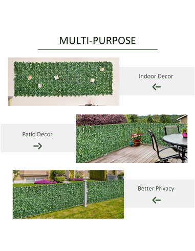 Outsunny 2-Piece Artificial Leaf Hedge Screen Privacy Fence Panel for Garden Outdoor Indoor Decor, Dark Green, 3M x 1M 844-P016