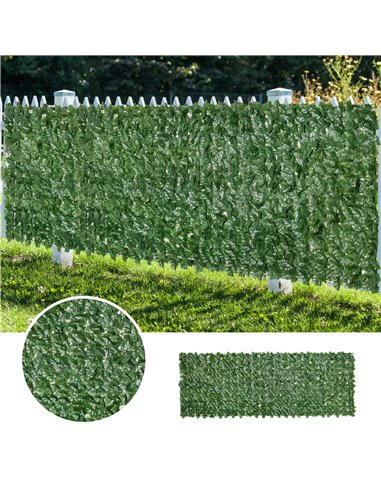 Outsunny 2-Piece Artificial Leaf Hedge Screen Privacy Fence Panel for Garden Outdoor Indoor Decor, Dark Green, 3M x 1M 844-P016