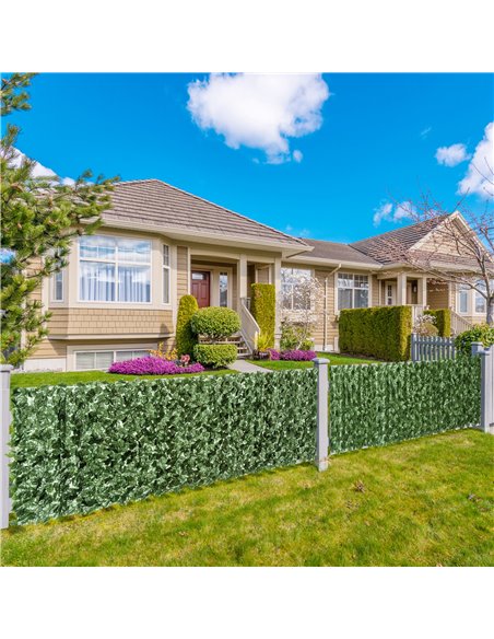 Outsunny 2-Piece Artificial Leaf Hedge Screen Privacy Fence Panel for Garden Outdoor Indoor Decor, Dark Green, 2.4M x 1M 844-P01 - pic 84972 | FastDaddyshop