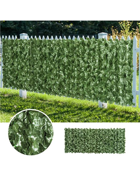 Outsunny 2-Piece Artificial Leaf Hedge Screen Privacy Fence Panel for Garden Outdoor Indoor Decor, Dark Green, 2.4M x 1M 844-P01 - pic 84977 | FastDaddyshop