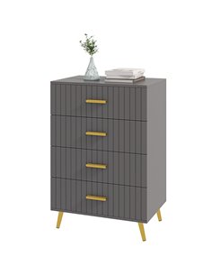 HOMCOM Bedroom Chest of Drawers, Modern 4-Drawer Dresser, Dark Grey 831-772V81CG