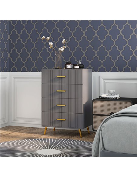 HOMCOM Bedroom Chest of Drawers, Modern 4-Drawer Dresser, Storage Drawer Unit with Aluminium Legs, Dark Grey 831-772V81CG - pic 84990 | FastDaddyshop