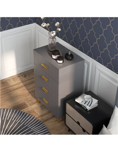 HOMCOM Bedroom Chest of Drawers, Modern 4-Drawer Dresser, Storage Drawer Unit with Aluminium Legs, Dark Grey 831-772V81CG