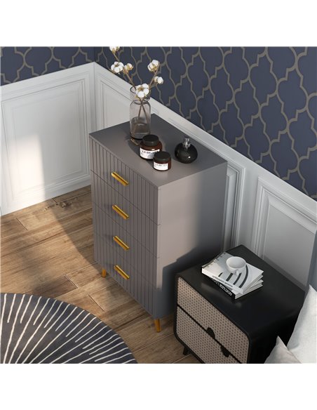 HOMCOM Bedroom Chest of Drawers, Modern 4-Drawer Dresser, Storage Drawer Unit with Aluminium Legs, Dark Grey 831-772V81CG - pic 84995 | FastDaddyshop