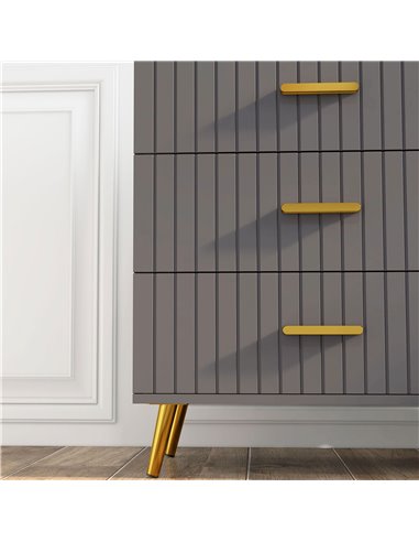 HOMCOM Bedroom Chest of Drawers, Modern 4-Drawer Dresser, Storage Drawer Unit with Aluminium Legs, Dark Grey 831-772V81CG