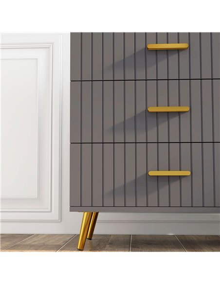 HOMCOM Bedroom Chest of Drawers, Modern 4-Drawer Dresser, Storage Drawer Unit with Aluminium Legs, Dark Grey 831-772V81CG - pic 84996 | FastDaddyshop