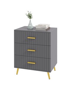 HOMCOM Bedroom Chest of Drawers, Modern 3-Drawer Dresser, Dark Grey 831-772V80CG