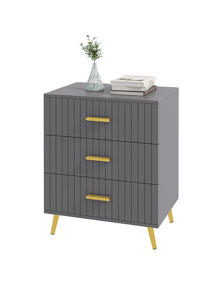 HOMCOM Bedroom Chest of Drawers, Modern 3-Drawer Dresser, Dark Grey 831-772V80CG - pic 84998 | FastDaddyshop