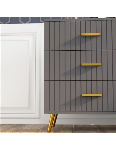 HOMCOM Bedroom Chest of Drawers, Modern 3-Drawer Dresser, Storage Drawer Unit with Aluminium Legs, Dark Grey 831-772V80CG
