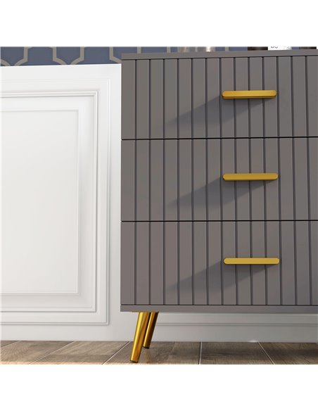 HOMCOM Bedroom Chest of Drawers, Modern 3-Drawer Dresser, Storage Drawer Unit with Aluminium Legs, Dark Grey 831-772V80CG - pic 85005 | FastDaddyshop