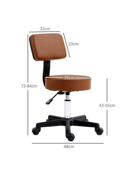 HOMCOM Beautician's Swivel Salon Chair w/ Padded Seat Back 5 Wheels Adjustable Height Salon Hairdressers Tattoo Spa Rolling Cush - pic 85009 | FastDaddyshop