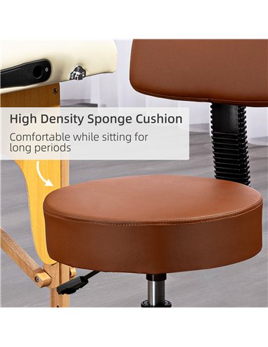 HOMCOM Beautician's Swivel Salon Chair w/ Padded Seat Back 5 Wheels Adjustable Height Salon Hairdressers Tattoo Spa Rolling Cush