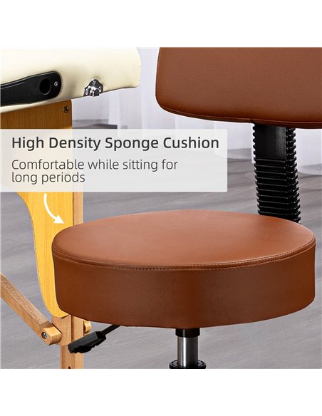HOMCOM Beautician's Swivel Salon Chair w/ Padded Seat Back 5 Wheels Adjustable Height Salon Hairdressers Tattoo Spa Rolling Cush - pic 85011 | FastDaddyshop