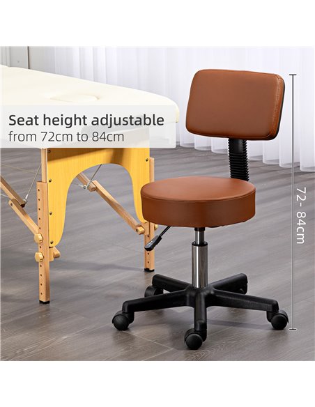 HOMCOM Beautician's Swivel Salon Chair w/ Padded Seat Back 5 Wheels Adjustable Height Salon Hairdressers Tattoo Spa Rolling Cush - pic 85013 | FastDaddyshop