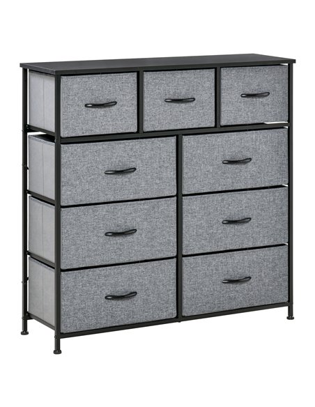 HOMCOM 9 Drawers Storage Chest Dresser Organizer Unit , Easy Pull Fabric Bins, for Bedroom, Hallway, Entryway, Black & Grey 831- - pic 85016 | FastDaddyshop