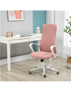 Vinsetto High-Back Elastic Office Chair with Armrests, Tilt Function, Adjustable Seat Height, Pink 2