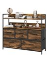 HOMCOM Rustic Chest of Five Fabric Drawers, Brown Wood Effect 831-762V00RB