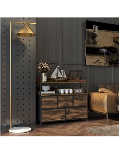 HOMCOM Rustic Chest of Five Fabric Drawers, Brown Wood Effect 831-762V00RB 2