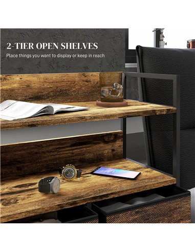 HOMCOM Rustic Chest of Five Fabric Drawers - Brown Wood Effect 831-762V00RB