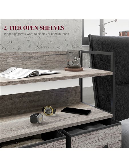 HOMCOM Rustic Chest of Five Fabric Drawers - Grey Wood Effect 831-762V00GY - pic 85065 | FastDaddyshop