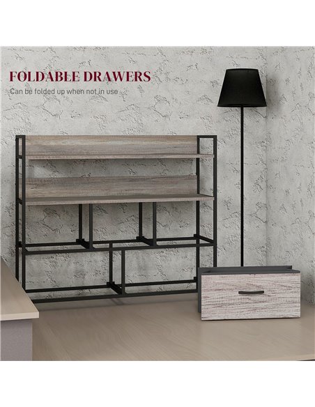 HOMCOM Rustic Chest of Five Fabric Drawers - Grey Wood Effect 831-762V00GY - pic 85066 | FastDaddyshop