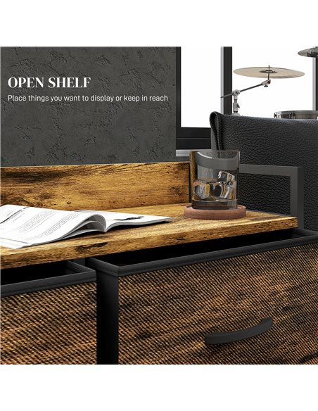 HOMCOM Rustic Chest of Six Fabric Drawers - Brown Wood Effect 831-763V00RB - pic 85074 | FastDaddyshop