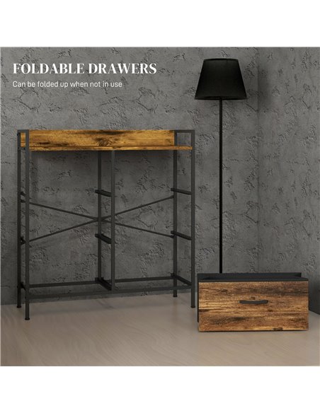 HOMCOM Rustic Chest of Six Fabric Drawers - Brown Wood Effect 831-763V00RB - pic 85075 | FastDaddyshop