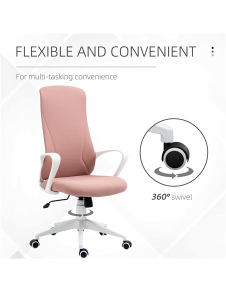 Vinsetto High-Back Office Chair, Elastic Desk Chair with Armrests, Tilt Function, Adjustable Seat Height, Pink - pic 8508 | FastDaddyshop