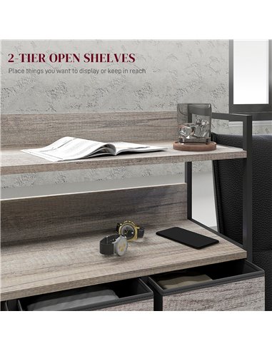 HOMCOM Rustic Chest of Seven Fabric Drawers - Grey Wood Effect 831-764V00GY