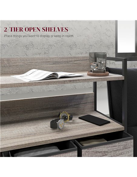 HOMCOM Rustic Chest of Seven Fabric Drawers - Grey Wood Effect 831-764V00GY - pic 85083 | FastDaddyshop