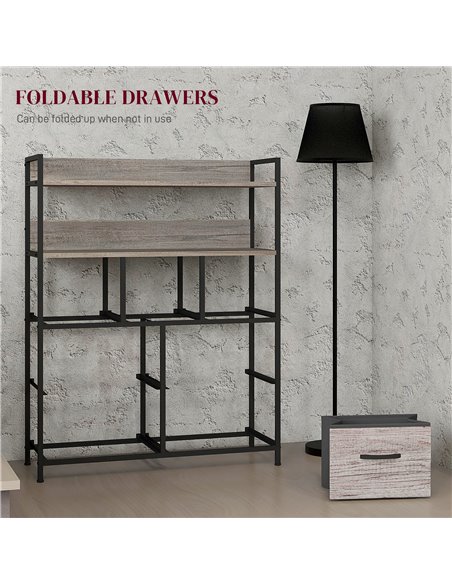 HOMCOM Rustic Chest of Seven Fabric Drawers - Grey Wood Effect 831-764V00GY - pic 85084 | FastDaddyshop