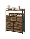 HOMCOM Rustic Chest of Seven Fabric Drawers - Brown Wood Effect 831-764V00RB