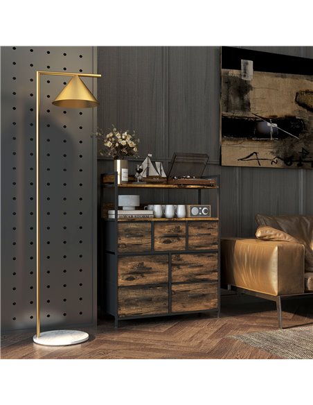 HOMCOM Rustic Chest of Seven Fabric Drawers - Brown Wood Effect 831-764V00RB - pic 85089 | FastDaddyshop