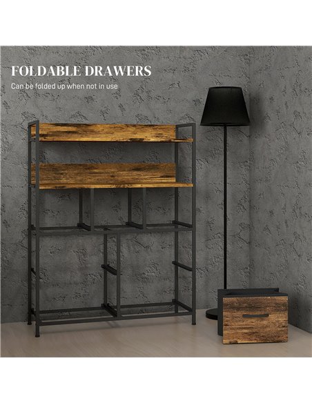 HOMCOM Rustic Chest of Seven Fabric Drawers - Brown Wood Effect 831-764V00RB - pic 85093 | FastDaddyshop