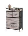 HOMCOM Rustic Chest of Four Fabric Drawers - Grey Wood Effect 831-760V00GY