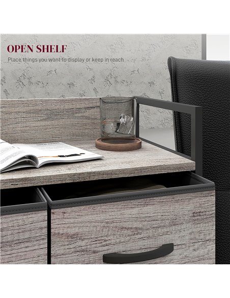 HOMCOM Rustic Chest of Four Fabric Drawers - Grey Wood Effect 831-760V00GY - pic 85101 | FastDaddyshop