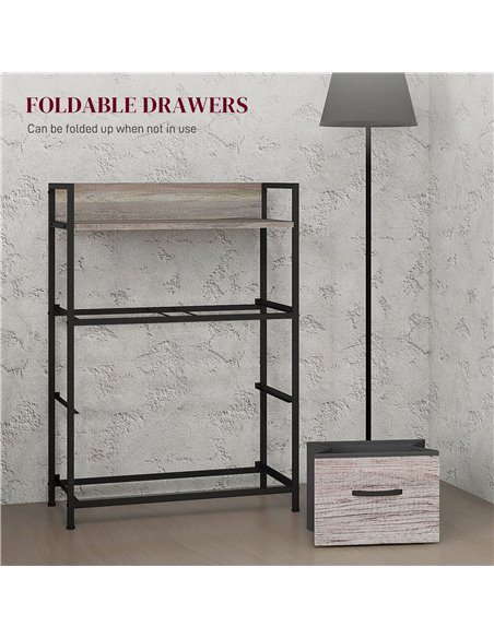 HOMCOM Rustic Chest of Four Fabric Drawers - Grey Wood Effect 831-760V00GY - pic 85102 | FastDaddyshop