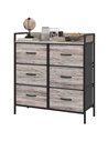 HOMCOM Rustic Chest of Six Fabric Drawers - Grey Wood Effect 831-763V00GY